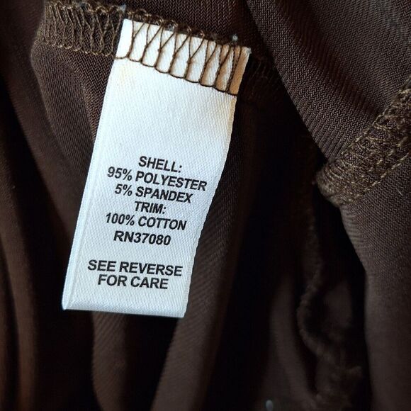 Cato Woman Size 22/24W Tunic Top Brown Crochet Back Neckline Relaxed‎ Stretch - Picture 10 of 11